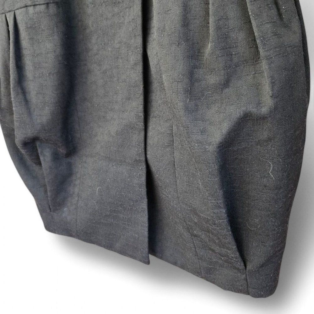 Tcec Womens Small Cloud Sleeve Linen Look Black Dress Bubble Skirt Snap Front - Picture 7 of 9